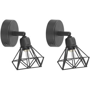 Beliani Wall Lamp Set 2 - Modern Black Metal Cage Light Beliani Wall Lamp Set 2 - Modern Black Metal Cage Light