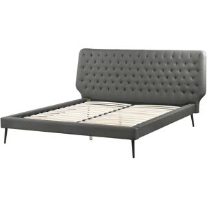 Beliani Bed ESSONNE - EU King Size Faux Leather Grey Beliani Bed ESSONNE - EU King Size Faux Leather Grey