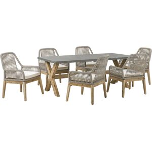 Beliani Garden Dining Set OLBIA - 6 Seater Concrete Beige Beliani Garden Dining Set OLBIA - 6 Seater Concrete Beige