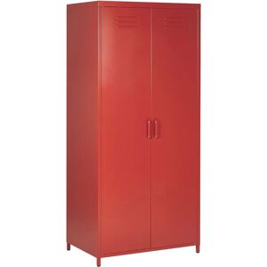 Beliani Storage Cabinet VARNA - Red Steel 2 Doors 4 Shelves Beliani Storage Cabinet VARNA - Red Steel 2 Doors 4 Shelves
