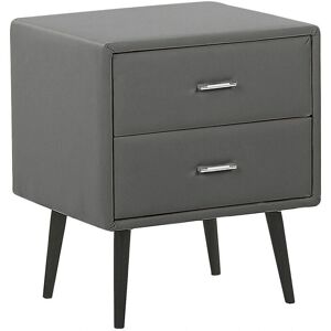 Beliani Bedside Table Grey - Modern Faux Leather 2-Drawer Nightstand Beliani Bedside Table Grey - Modern Faux Leather 2-Drawer Nightstand