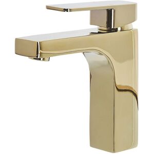Beliani Basin Tap Gold Metal Bathroom Single Lever Glossy Finish Faucet Modern - Faucet Beliani Basin Tap Gold Metal Bathroom Single Lever Glossy Finish Faucet Modern - Faucet