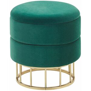 Beliani Elgin Dark Green Velvet Storage Pouffe - Pouffe Beliani Elgin Dark Green Velvet Storage Pouffe - Pouffe