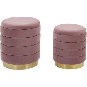 Beliani Pink Velvet Storage Pouffe Set of 2 - Pouffe Beliani Pink Velvet Storage Pouffe Set of 2 - Pouffe