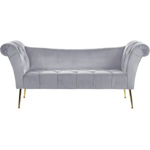 Beliani Nantilly Grey Velvet Chaise Lounge - Chaise Lounge Beliani Nantilly Grey Velvet Chaise Lounge - Chaise Lounge