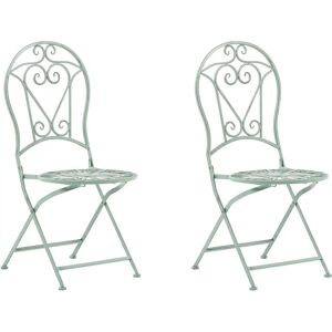 Beliani Outdoor Set of 2 Chairs Green Metal Powder Coated - Garden Chairs Beliani Outdoor Set of 2 Chairs Green Metal Powder Coated - Garden Chairs