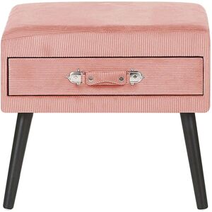 Beliani Pink Corduroy Side Table - Vintage Modern Storage 35x46x50cm Beliani Pink Corduroy Side Table - Vintage Modern Storage 35x46x50cm