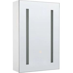 Beliani Bathroom Mirror Cabinet with LED White - 40x60 cm - Modern Bathroom Furniture Beliani Bathroom Mirror Cabinet with LED White - 40x60 cm - Modern Bathroom Furniture