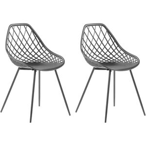 Beliani CANTON Black Synthetic Net Dining Chairs - Dining Chairs Beliani CANTON Black Synthetic Net Dining Chairs - Dining Chairs