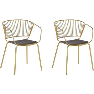 Beliani RIGBY Gold Metal Wire Dining Chairs - Dining Chairs Beliani RIGBY Gold Metal Wire Dining Chairs - Dining Chairs