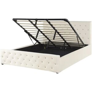 Beliani Bed EU Super King Light Beige Velvet Upholstery - Bed Beliani Bed EU Super King Light Beige Velvet Upholstery - Bed