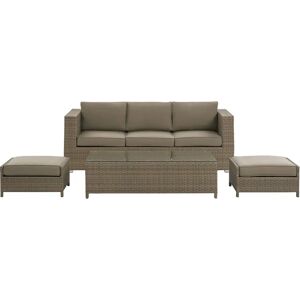 Beliani Outdoor Sofa Set Brown Faux Rattan 3 Seater - Sofa Set Beliani Outdoor Sofa Set Brown Faux Rattan 3 Seater - Sofa Set