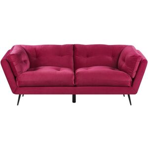 Beliani Sofa LENVIK Burgundy Velvet - 3 Seater, Stylish, Comfortable Beliani Sofa LENVIK Burgundy Velvet - 3 Seater, Stylish, Comfortable