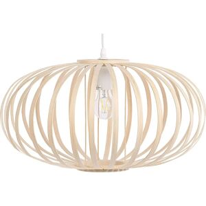 Beliani Pendant Lamp Light Wood Bamboo Oval Shade - Pendant Lamp Beliani Pendant Lamp Light Wood Bamboo Oval Shade - Pendant Lamp