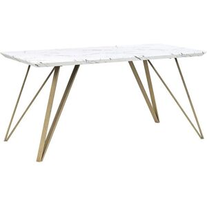 Beliani MOLDEN White Gold Marble Dining Table - Dining Table Beliani MOLDEN White Gold Marble Dining Table - Dining Table