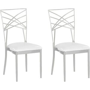 Beliani Set of 2 GIRARD Silver Metal Dining Chairs - Dining Chairs Beliani Set of 2 GIRARD Silver Metal Dining Chairs - Dining Chairs