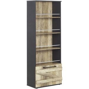 Beliani Bookcase Light Wood Black Particle Board 163cm - Bookcase Beliani Bookcase Light Wood Black Particle Board 163cm - Bookcase