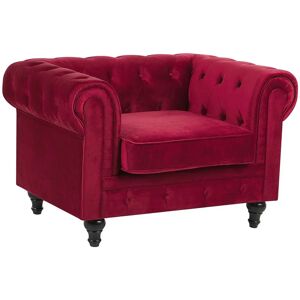 Fauteuil Chesterfield en Velours Rouge Beliani - Siège Confortable - Publicité Fauteuil Chesterfield en Velours Rouge Beliani - Siège Confortable - Publicité
