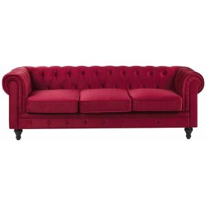 Beliani Chesterfield Velvet Sofa Dark Red - Sofa Beliani Chesterfield Velvet Sofa Dark Red - Sofa