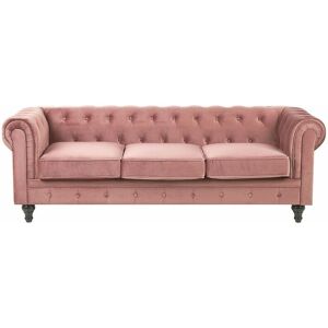 Beliani Pink Velvet 3-Seater Chesterfield Sofa - Sofa Beliani Pink Velvet 3-Seater Chesterfield Sofa - Sofa