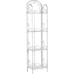 Beliani Bathroom Shelves White Metal 4 Tier Free-standing Shelving Unit Vintage Style - Bathroom Shelves Beliani Bathroom Shelves White Metal 4 Tier Free-standing Shelving Unit Vintage Style - Bathroom Shelves