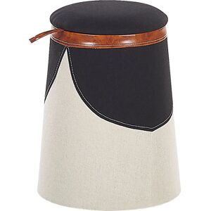 Beliani Kids Pouffe Beige Faux Linen Upholstered Footstool - Pouffe Beliani Kids Pouffe Beige Faux Linen Upholstered Footstool - Pouffe