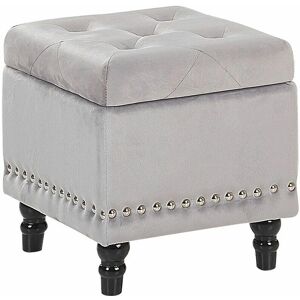 Beliani LORETTO Light Grey Velvet Ottoman - Footstool with Storage & Stylish Design Beliani LORETTO Light Grey Velvet Ottoman - Footstool with Storage & Stylish Design