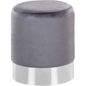 Beliani Pouf en Velours Gris - Style Glamour - Publicité Beliani Pouf en Velours Gris - Style Glamour - Publicité