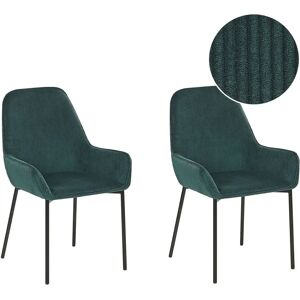Beliani Modern Dark Green Corduroy Dining Chairs - Set of 2 Beliani Modern Dark Green Corduroy Dining Chairs - Set of 2