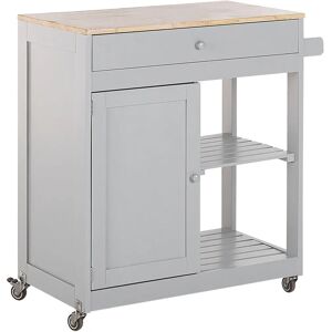 Beliani Kitchen Trolley Grey MDF Rubberwood - Kitchen Trolley Beliani Kitchen Trolley Grey MDF Rubberwood - Kitchen Trolley