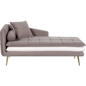 Beliani Brown and White Velvet Left Hand Chaise Lounge - Chaise Lounge Beliani Brown and White Velvet Left Hand Chaise Lounge - Chaise Lounge