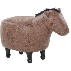 Beliani Kids Animal Stool - Horse - Faux Leather, Wooden Legs, Brown Beliani Kids Animal Stool - Horse - Faux Leather, Wooden Legs, Brown