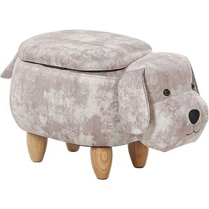 Beliani Kids Animal Stool - Kids Stool with Storage - Beige Velvet, Model DOGGY Beliani Kids Animal Stool - Kids Stool with Storage - Beige Velvet, Model DOGGY