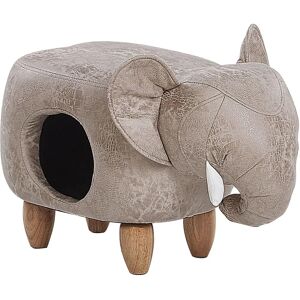 Beliani Kids Animal Stool Grey Fabric Leather-Like Elephant Footstool with Storage Children's Room - Kids Animal Stool Beliani Kids Animal Stool Grey Fabric Leather-Like Elephant Footstool with Storage Children's Room - Kids Animal Stool