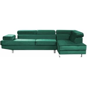 Beliani Emerald Green Velvet Corner Sofa - 5 Seater L-shaped Beliani Emerald Green Velvet Corner Sofa - 5 Seater L-shaped