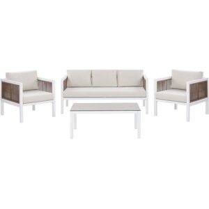 Beliani BORELLO 5-Seater Garden Sofa White Aluminium - Garden Sofa Set Beliani BORELLO 5-Seater Garden Sofa White Aluminium - Garden Sofa Set
