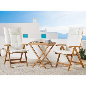 Beliani Garden Bistro Set Acacia Wood Table 2 Chairs with Cushions - Outdoor Furniture Beliani Garden Bistro Set Acacia Wood Table 2 Chairs with Cushions - Outdoor Furniture