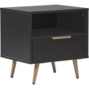 Beliani Bedside Table Black - 1 Drawer, MDF, Nightstand Beliani Bedside Table Black - 1 Drawer, MDF, Nightstand