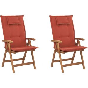 Beliani Garden Chairs - Acacia Wood, Cushions, Folding - Rustic Style Beliani Garden Chairs - Acacia Wood, Cushions, Folding - Rustic Style