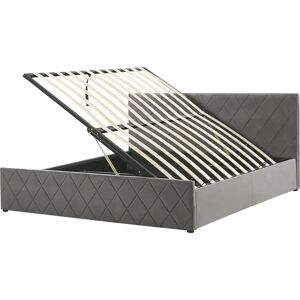 Beliani Bed Grey Velvet Upholstery EU Super King - Bed Beliani Bed Grey Velvet Upholstery EU Super King - Bed