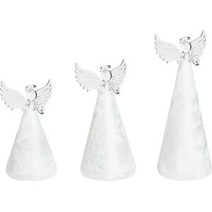 Beliani - Set of 3 White Glass LED Angel Figurines Christmas Decoration Beliani - Set of 3 White Glass LED Angel Figurines Christmas Decoration