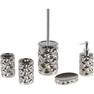 Beliani Bathroom Accessories Set Silver Ceramic Glam - Bathroom Accessories Beliani Bathroom Accessories Set Silver Ceramic Glam - Bathroom Accessories