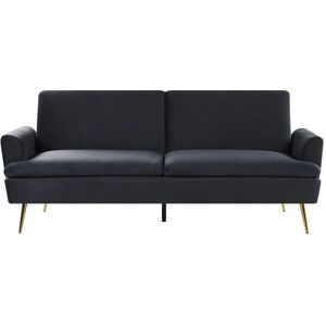 Beliani Velvet Sofa Bed Black 3 Seater - Sofa Bed Beliani Velvet Sofa Bed Black 3 Seater - Sofa Bed