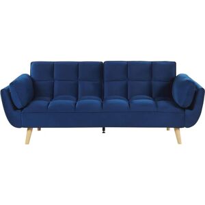 Beliani Sofa Bed Navy Blue Velvet 3 Seater - Sofa Bed Beliani Sofa Bed Navy Blue Velvet 3 Seater - Sofa Bed