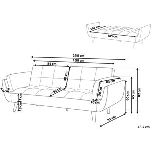 Beliani Sofa Bed Light Grey Velvet - Sofa Bed, 3 Seater, Retro Style Beliani Sofa Bed Light Grey Velvet - Sofa Bed, 3 Seater, Retro Style