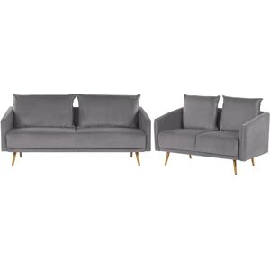 Beliani Living Room Set Grey Velvet - Retro Glam Style Beliani Living Room Set Grey Velvet - Retro Glam Style