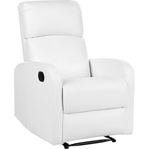 Beliani Recliner Chair White Faux Leather Upholstery Blue LED Light USB - Recliner Chair Beliani Recliner Chair White Faux Leather Upholstery Blue LED Light USB - Recliner Chair