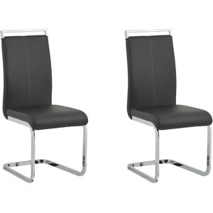 Beliani Set of 2 Black Faux Leather Dining Chairs - Dining Chairs Beliani Set of 2 Black Faux Leather Dining Chairs - Dining Chairs