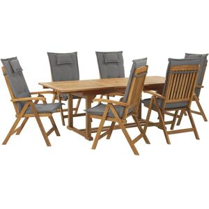 Beliani Garden Dining Set Acacia Wood - 6 Seater, Adjustable & Foldable Chairs Beliani Garden Dining Set Acacia Wood - 6 Seater, Adjustable & Foldable Chairs