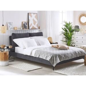Beliani EU King Size Velvet Bed Dark Grey - Melle Beliani EU King Size Velvet Bed Dark Grey - Melle
